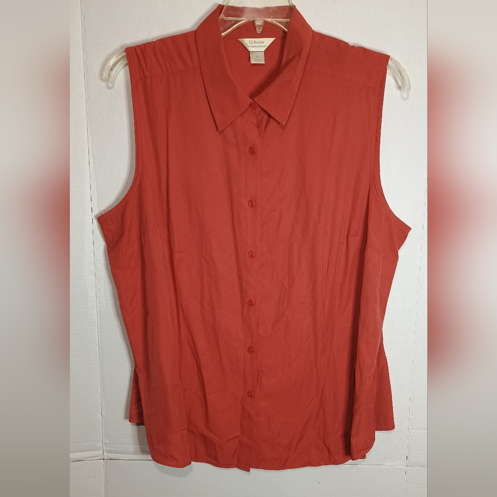 CJ Banks Coral Sleeveless Blouse Size 2X
